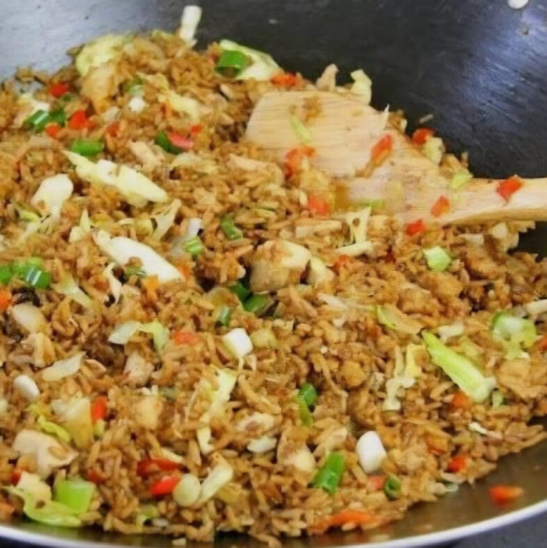 Wednesday Chicken Fried Rice Served with a Spring Roll
