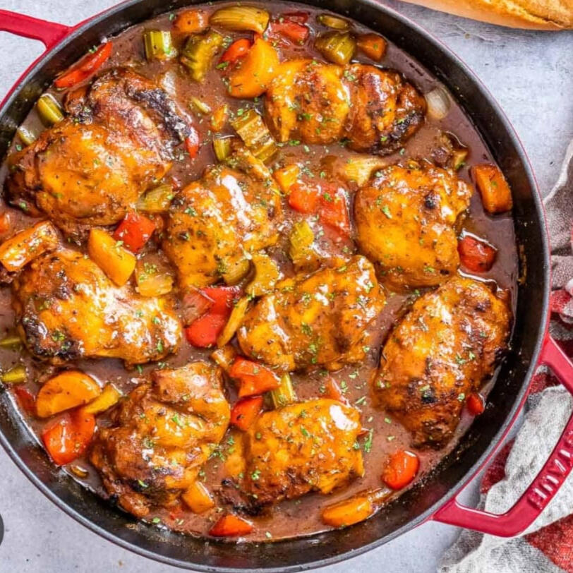 Chicken Pieces simmered in savoury brown stew sauce
