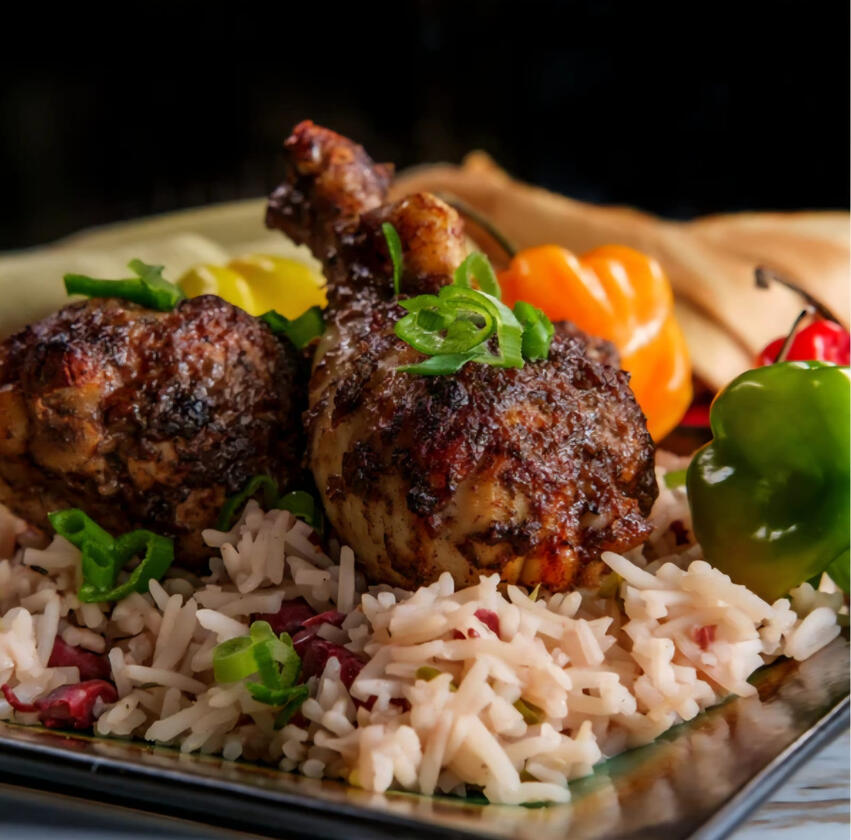 jerk chicken Grande Prairie, Jamaican jerk chicken, Caribbean food, West Indian food